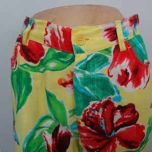 Lauren Ralph Lauren 10 Yellow Floral Linen Pants